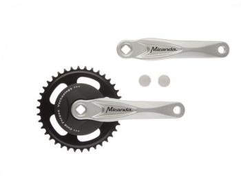 Miranda crankset alfa 1 3/32" + disc 38t zilver