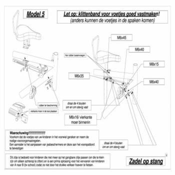 Zadel op buis H fiets os model 5